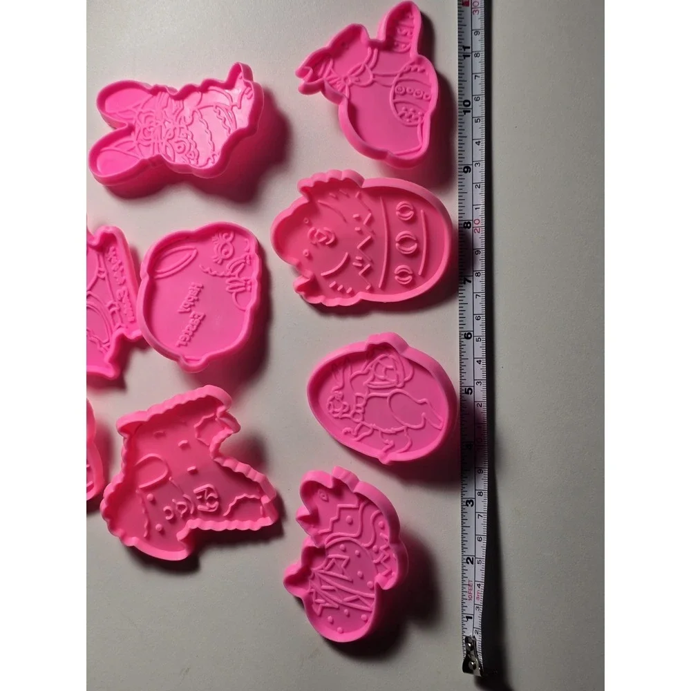 Easter Spring Cookie Cutters Lot 10 Plastic Press Design Easy Decorate‎ Pink